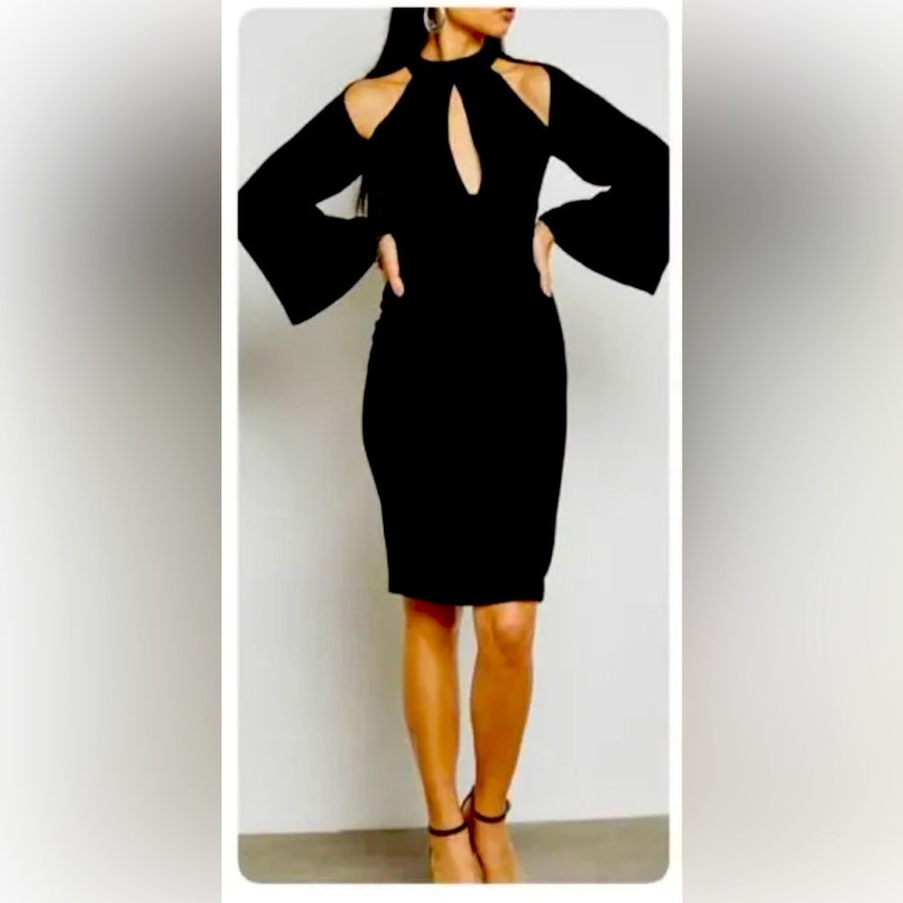 Bardot Deep V, Cold Shoulder Dress